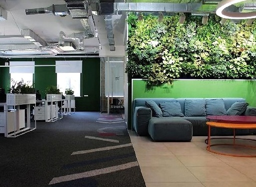 Office lounge with planting wall